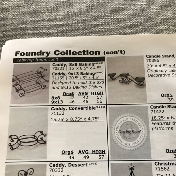 Longaberger Foundry Wrought Iron 9x13 Baking Caddy - Picture 4 of 4